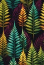 Vertical abstract background, seamless pattern for fractal fern spear fabrics in rich