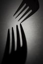 deep shadow cast by a fork silhouette