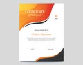 Vertical Abstract Orange and Black Waves Certificate Design