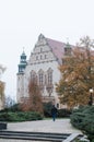 Vertical of Adam Mickiewicz university on a gloomy autumn day Royalty Free Stock Photo