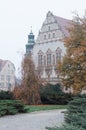 Vertical of Adam Mickiewicz university on a gloomy autumn day Royalty Free Stock Photo