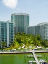 Vertical aerial drone photo Flamingo Miami Beach condo resort Royalty Free Stock Photo