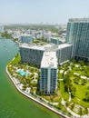 Vertical aerial drone photo Flamingo Miami Beach condo resort Royalty Free Stock Photo