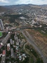 Vertical aerial drone view of Vaka and Saburtala districts in Tbilisi, Georgia