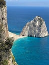 Vertical aerial shot of the cliffs on the Zakynthos island, Greece - paradise on earth Royalty Free Stock Photo