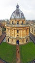 Vertical aerial shot of Radcliffe Camera in Oxford, UK