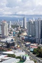 Vertical aerial shot of the tall buildings of Panama, Latin America