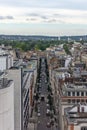 Vertical aerial view of Hallam Street buildings and roads in Marylebone