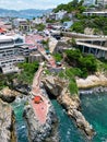 Vertical Aerial View of La Quebrada Cliff Diving in Acapulco Royalty Free Stock Photo