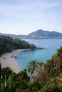 Vertical aerial view on Laem Sing beach in Phuket