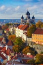 Vertical aerial view old town, Tallinn, Estonia Royalty Free Stock Photo