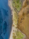 Vertical aerial view of the shore in Skala Kalloni, Lesvos, Greece Royalty Free Stock Photo