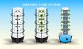 Vertical aeroponics plant system realistic detailed vector.