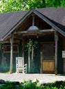 Vertical of an aged wooden bath house