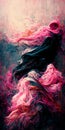 Vertical AI-generated image of a black pink abstract mystical figure for wallpapers Royalty Free Stock Photo