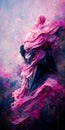 Vertical AI-generated image of a black pink abstract mystical figure for wallpapers Royalty Free Stock Photo