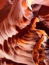 Vertical amazing shot of an inside  view of  Antelope Canyon with sandstones Royalty Free Stock Photo