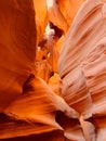 Vertical amazing shot of an inside  view of  Antelope Canyon with sandstones Royalty Free Stock Photo