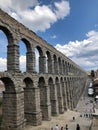 Vertical angle shot of the walls of the Aqueduct in Rome.