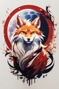 cartoon illustration of a beautiful fox