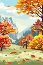 Vertical Autumn Landscape Forest Blue Cloud Sky against the background of hills and mountains yellow Royalty Free Stock Photo