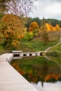 Vertical autumn landscape in the park in Vilnius Royalty Free Stock Photo