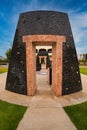 Vertical of the Aztec Sculpture on the Campus of San Diego State University. Royalty Free Stock Photo