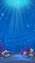 Vertical background - blue theme of undersea world Royalty Free Stock Photo