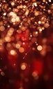 Vertical background with bokeh lights. Red and gold colored. Holiday background