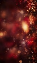 Vertical background with bokeh lights. Red and gold colored. Holiday background