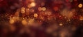 background with bokeh lights. Red and gold colored. Holiday background for Christmas,