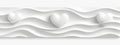 Vertical background featuring an abstract elegant seamless pattern of 3D white rippled hearts with a soft shadow on a Royalty Free Stock Photo