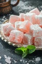 Ataturk Memorial Day, Victory Day, National Day of Turkey, national Turkish sweets, Turkish delight close-up,