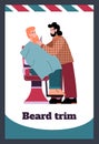 Vertical banner for barbershop about beard trim flat style