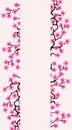 Vertical banner with blossom sakura flowers.Floral wedding invitation card template design.Copyspace