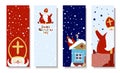 Vertical banner for the day of saint nicholas. Sinterklaas. Winter Christian holiday for children. St Nicholas Royalty Free Stock Photo