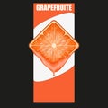 Vertical Banner of grapefruit square slice. Space