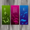 Vertical banner set with abstract dynamic background design. Fluid colors on colorful gradient background. Eps10 vector Royalty Free Stock Photo