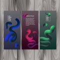 Vertical banner set with abstract dynamic background design. Fluid colors on colorful gradient background. Eps10 vector Royalty Free Stock Photo