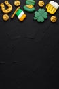 Vertical banner for St. Patrick\'s Day on dark concrete background. Royalty Free Stock Photo