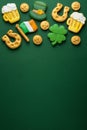 Vertical banner for St. Patrick\'s Day on green background. Royalty Free Stock Photo