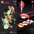2 Vertical Banner Sushi Restaurant Design Template