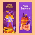 Pirate adventure banners in flat design Royalty Free Stock Photo