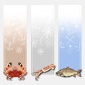 Banners Sea food set vector 2