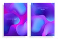 Vertical banners set with 3D abstract background with blue and purple wave motion flow, fluid gradient shapes Royalty Free Stock Photo