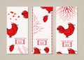 Vertical Banners Set with Hand Drawn Chinese New year Rooster Royalty Free Stock Photo
