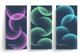 Vertical banners. Set of vibrant color gradient round shapes. Futuristic abstract backgrounds with bright colored spheres.