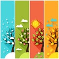Vertical banners with winter spring summer autumn