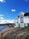 Vertical beautiful shot of a house from the village of Gjeving, Norway