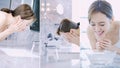 Beauty woman wash her face Royalty Free Stock Photo